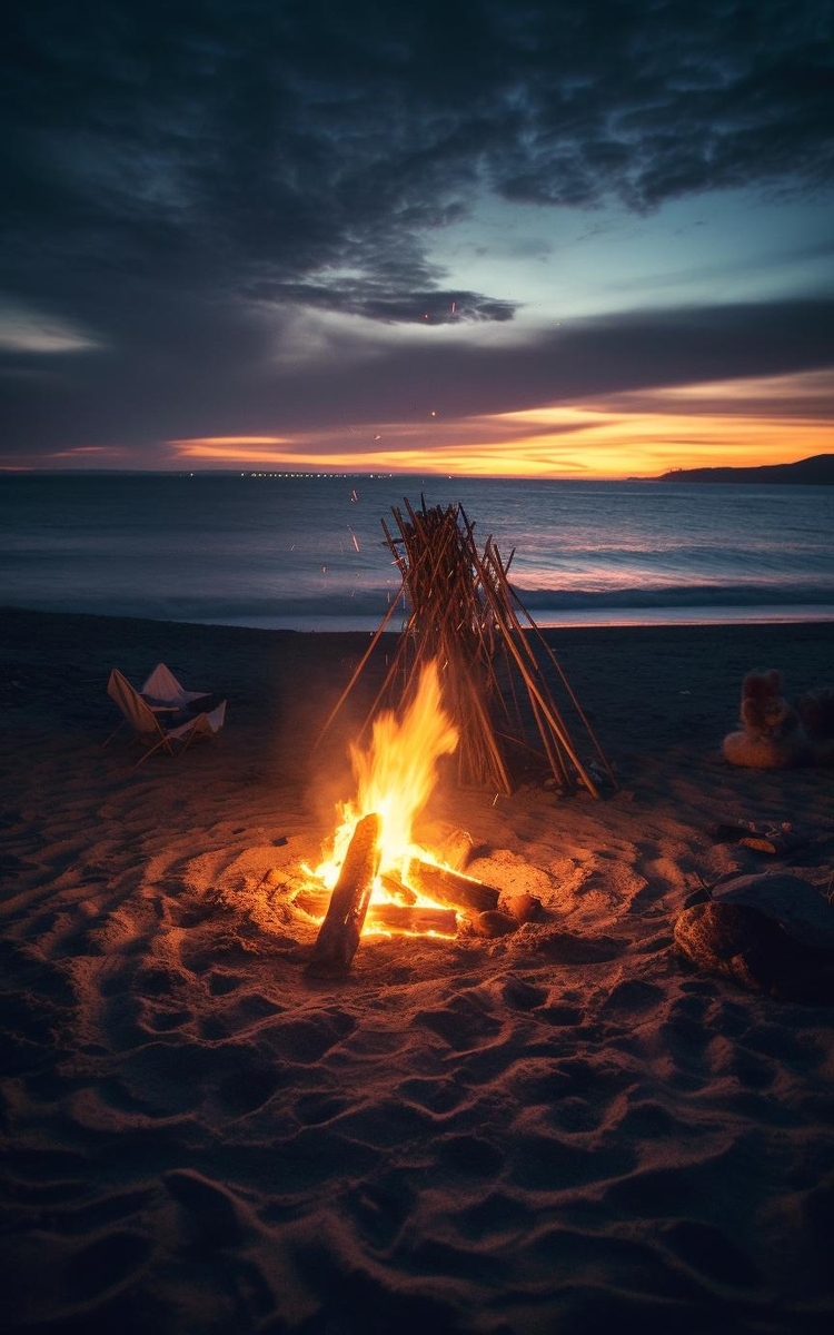 Beach Bonfire Gathering