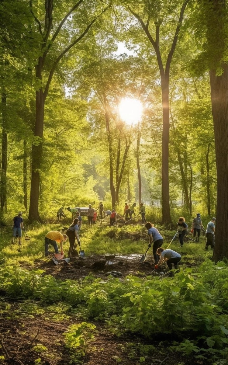 Volunteer Clean-up Day at a Local Park